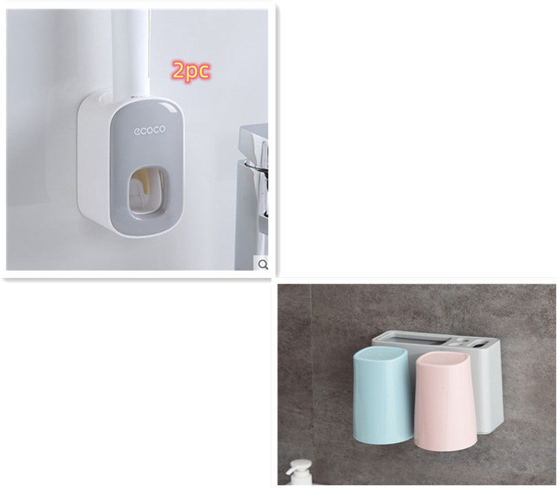 Wall-Mounted Toothbrush Holder and Toothpaste Dispenser