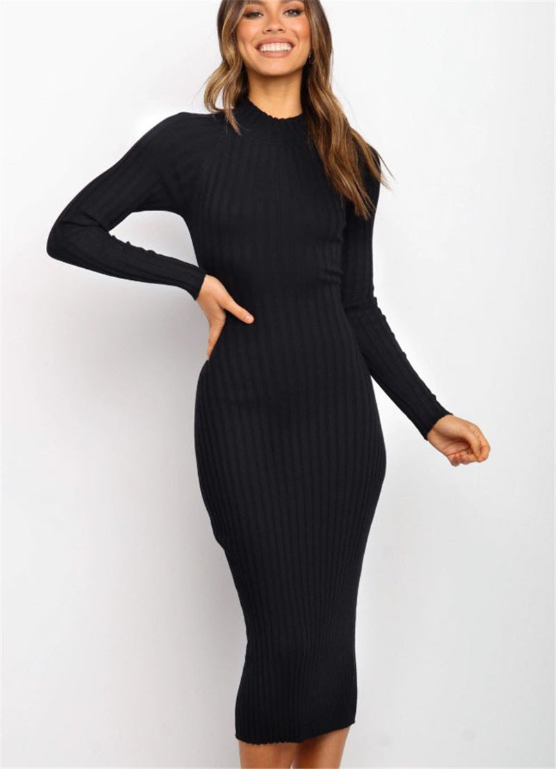 Women's Suits Sweater Dresses Solid Color Backless Bow Tight