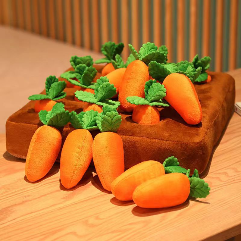 Carrot Plush Snuffle Dog Toy - Hide & Seek Vegetable Chew Toy for Dogs and Cats