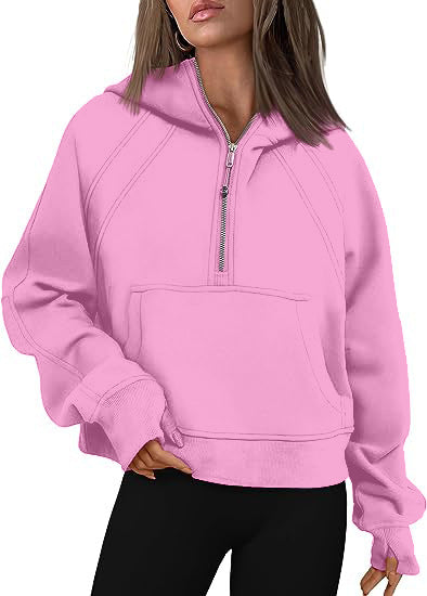 Zipper Hoodies Sweatshirts with Pocket Loose Sport Tops Long Sleeve