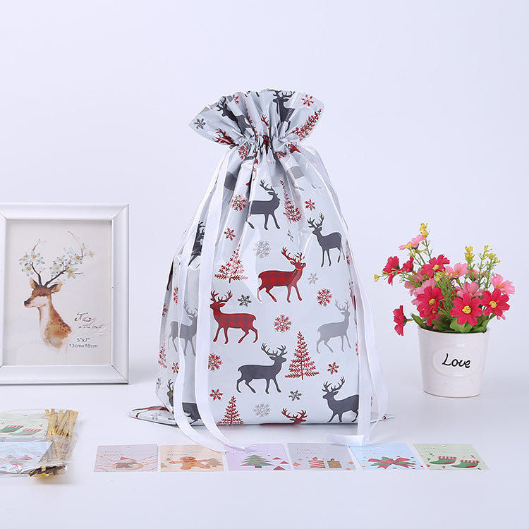 Christmas Gift Wrapping Bag Drawstring Decoration | Xmas Holiday Decor