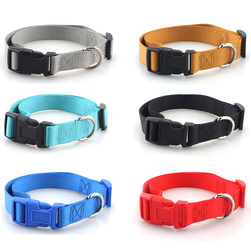 Plain Polyester Nylon Dog Collar - Adjustable Pet Collar