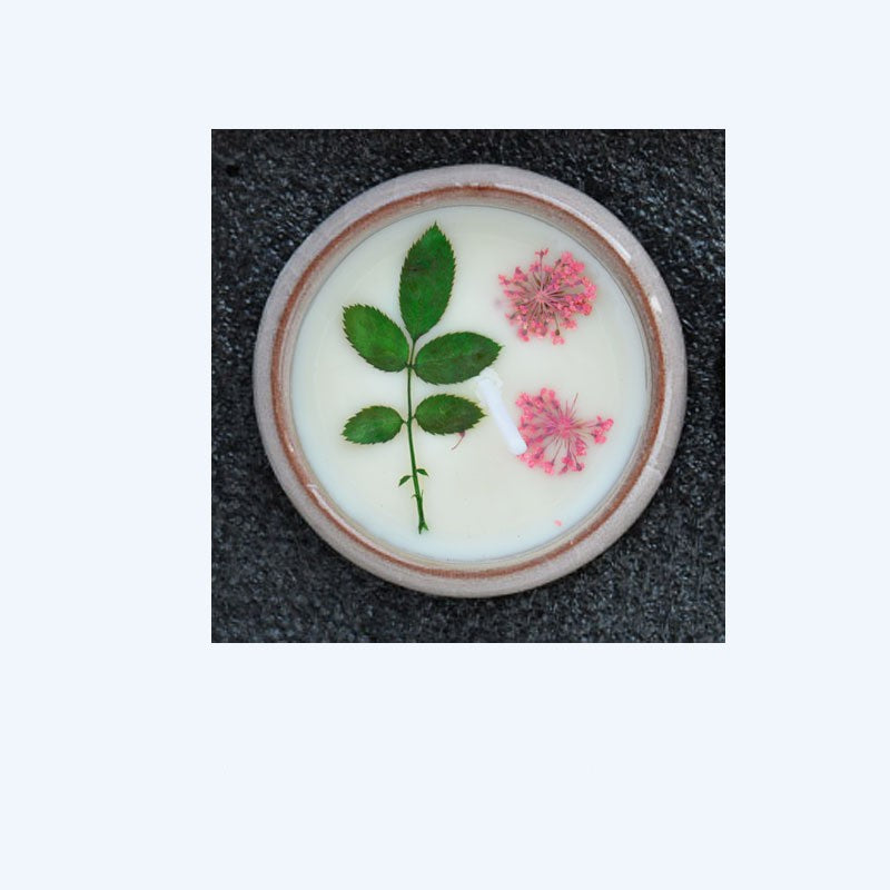 Ceramic Cup Scented Candle with Dried Flowers - Aromatherapy Gift