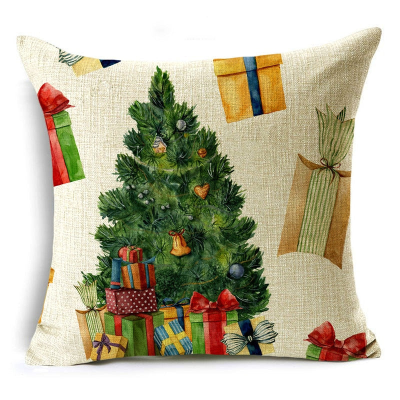 Christmas Linen Throw Pillow Cover | Xmas Holiday Decor