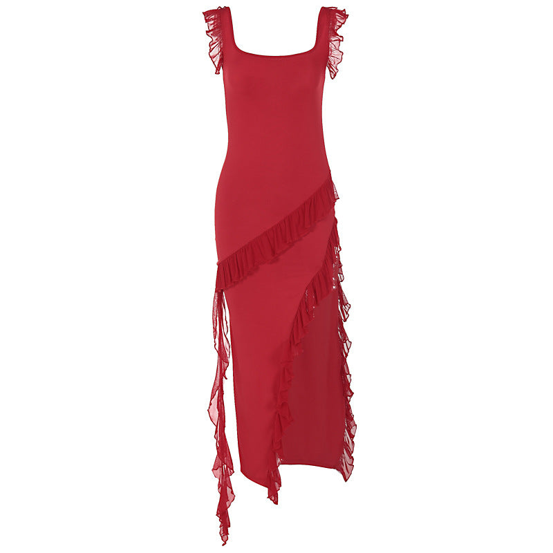 Women's Summer Fashionable Stringy Selvedge Stitching Temperament Dress