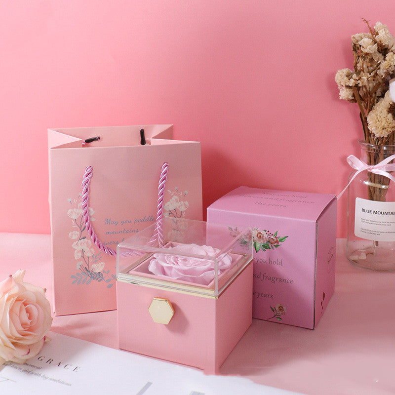 Acrylic Rotating Rose Jewelry Box