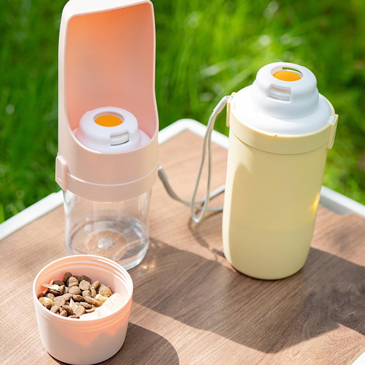 2-in-1 Portable Dog Water Bottle & Food Dispenser - Leakproof Travel Pet Bottle for Walks