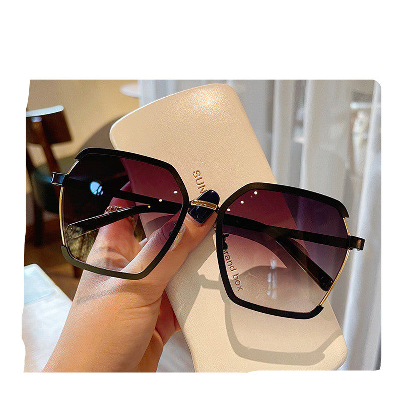 Vintage Half-Frame Sunglasses Summer Oversize Metal Square Eyewear