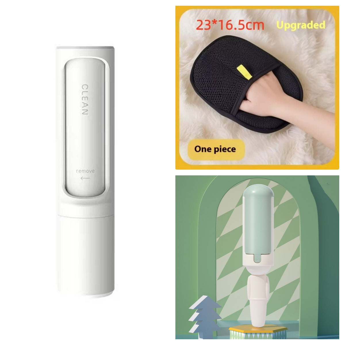 2-in-1 Reusable Pet Hair Remover Brush - Self-Cleaning Lint Roller for Furniture & Clothes