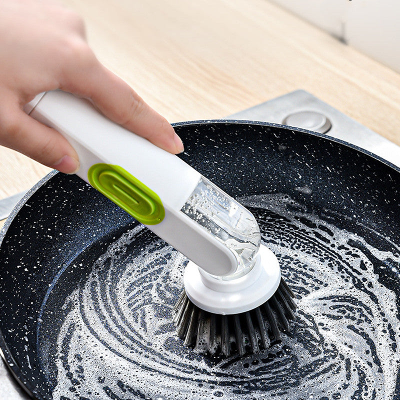 Long-Handle Liquid-Fill Dish Brush - Soap Dispensing Scrubber