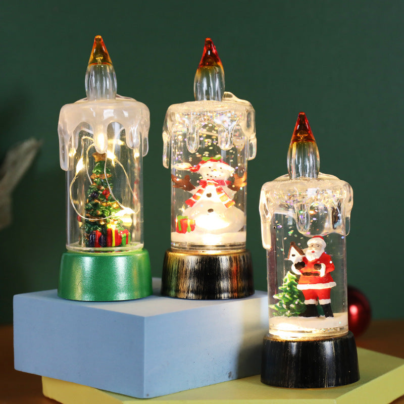 Christmas Decorations Candle Light Desktop Ornaments | Xmas Holiday Decor