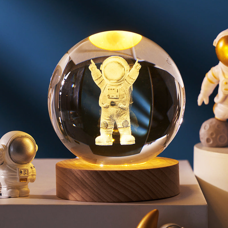 Starry Sky Planet Moon Crystal Ball Night Light - Galaxy Decor Lamp