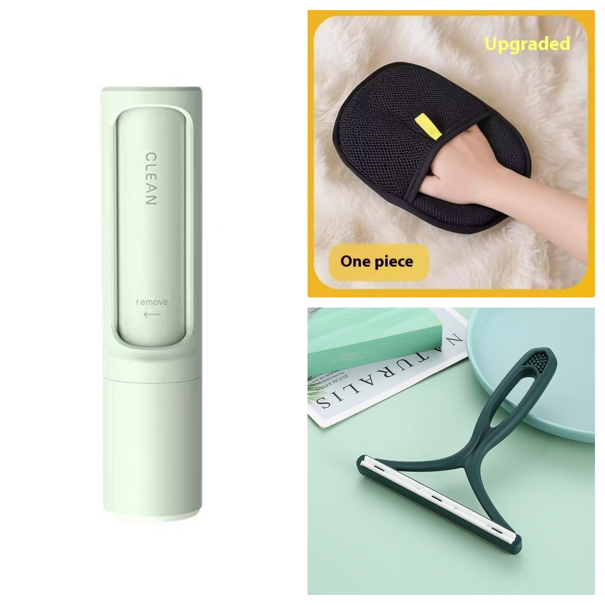 2-in-1 Reusable Pet Hair Remover Brush - Self-Cleaning Lint Roller for Furniture & Clothes