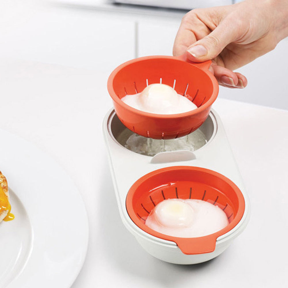 Microwave Egg Poacher Food Grade Cookware Double Cup Boiler Kitchen