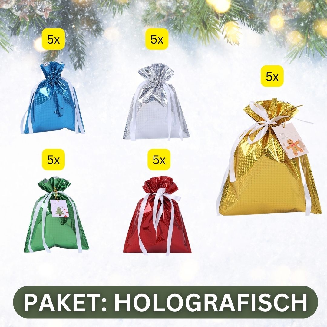 Christmas Gift Wrapping Bag Drawstring Decoration | Xmas Holiday Decor