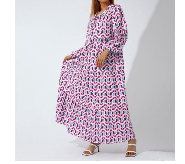 Summer Women's Vintage Printed Bohemian Dress Elegant Ladies Casual