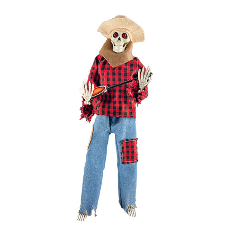 Halloween Luminous Skull Skeleton Decoration Guitarist with Light up