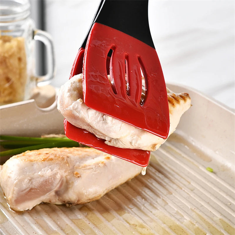 3-in-1 Silicone Frying Spatula Clip - Food Tongs
