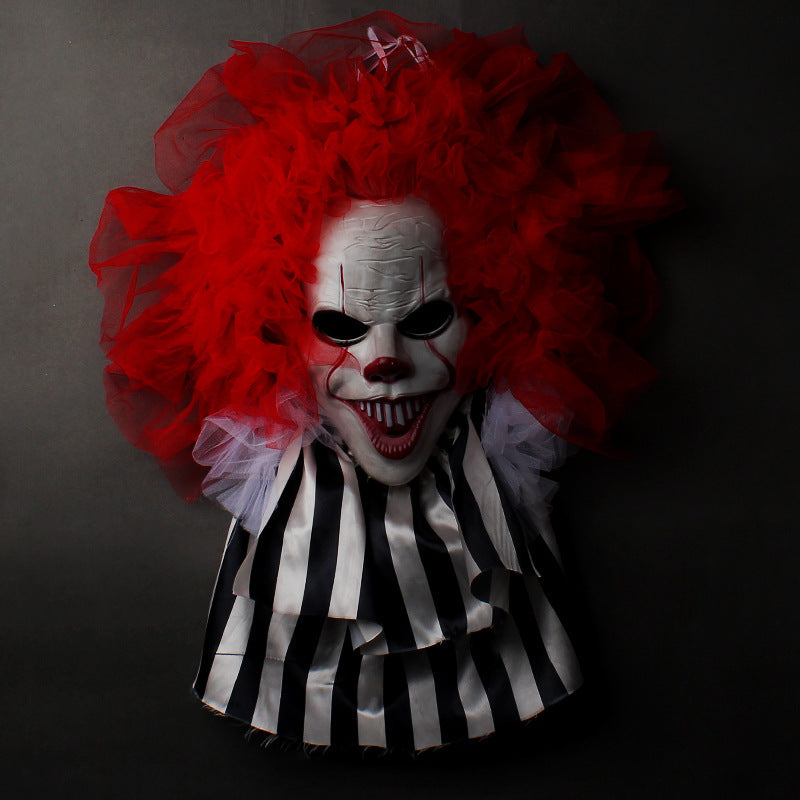 Halloween Horror Clown Wreath Door Hanging Decoration Wall Ghost