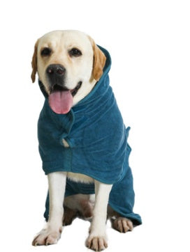 Absorbent Dog Bathrobe with Hood - Microfiber Waist-Wrap Drying Coat