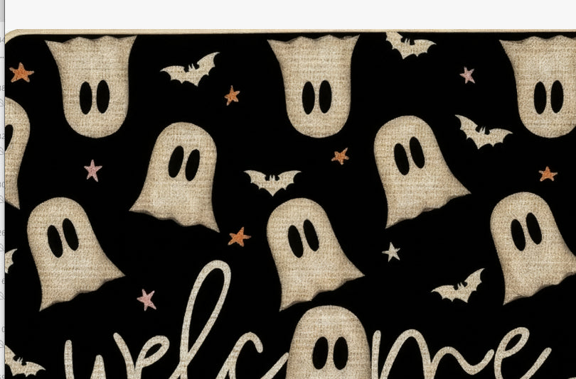 Halloween Doormat - Non-Slip Welcome Mat with Pumpkin & Ghost Designs