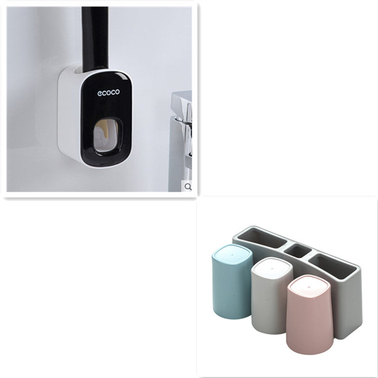 Wall-Mounted Toothbrush Holder and Toothpaste Dispenser