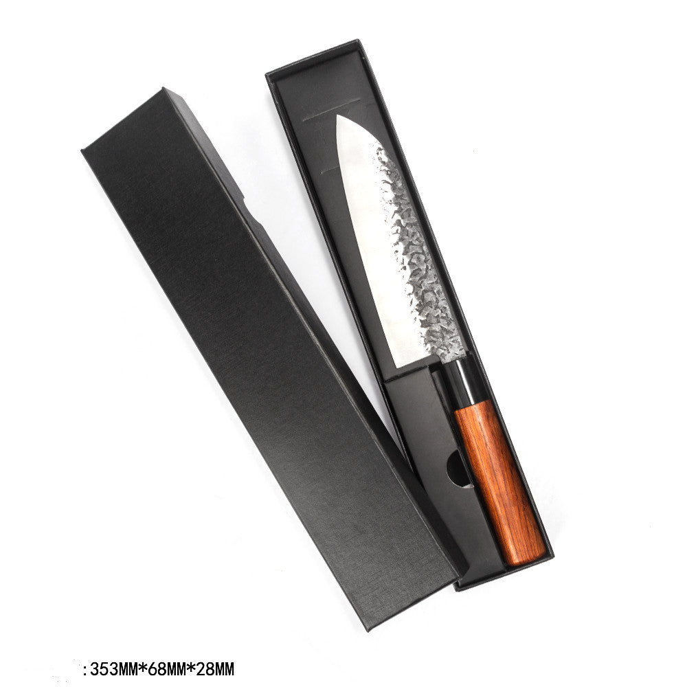 Handmade Hammered Forged Santoku Chef Knife - Japanese Style Kitchen Knife