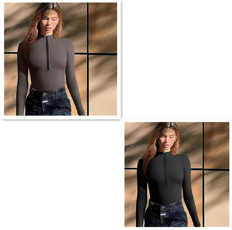 Fashion Long Sleeve Zipper Jumpsuit Seamless Slimming Shapewear