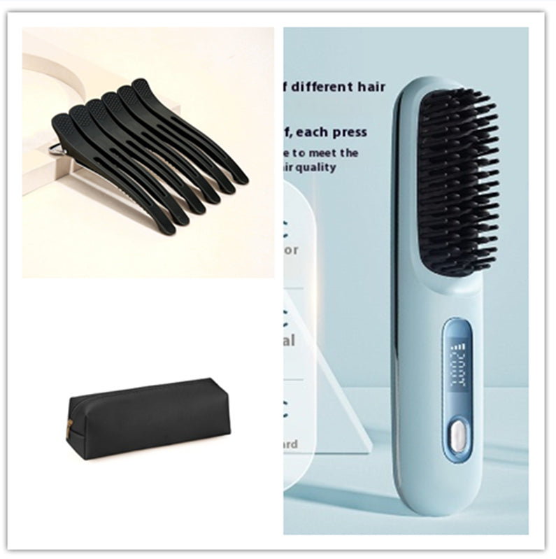 2-in-1 Straight Hair Comb Wireless Straightener Brush Fast Heating