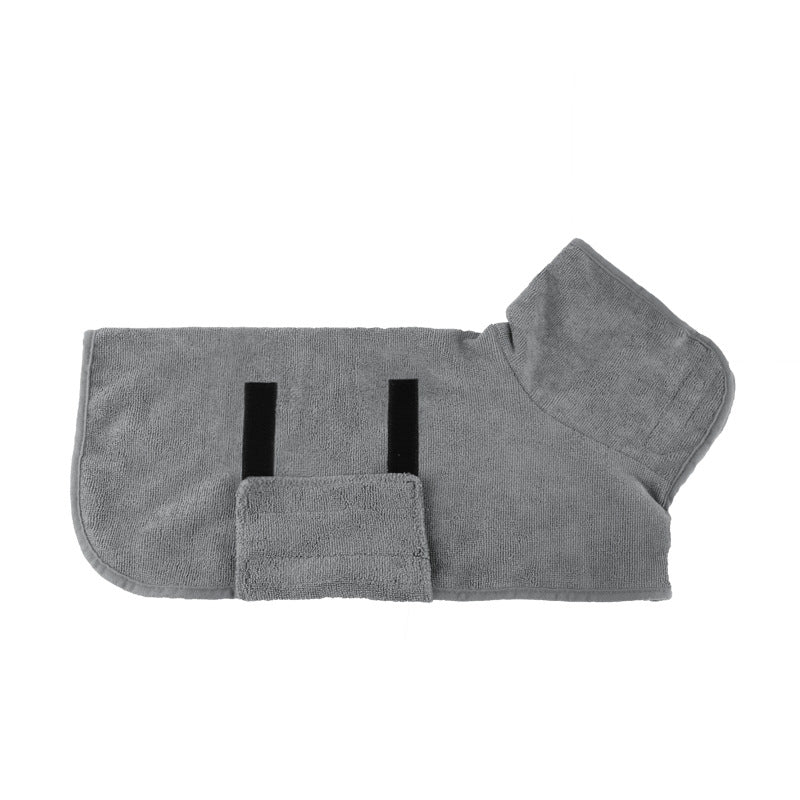 Absorbent Dog Bathrobe with Hood - Microfiber Waist-Wrap Drying Coat