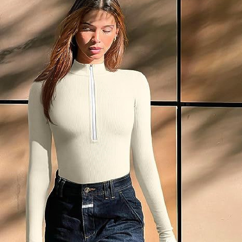 Fashion Long Sleeve Zipper Jumpsuit Seamless Slimming Shapewear