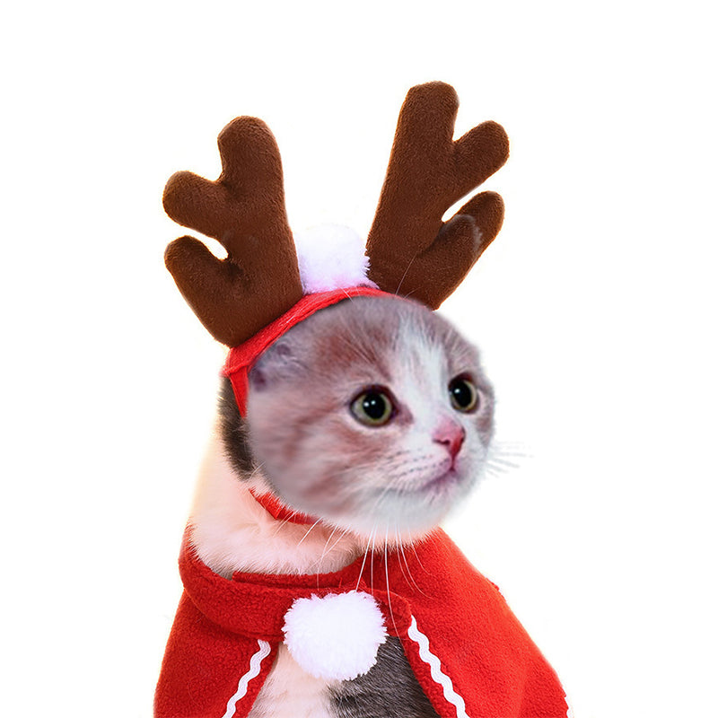 Christmas & Halloween Pet Cape Costume - Cute Cat and Dog Cloak, Hat & Headband