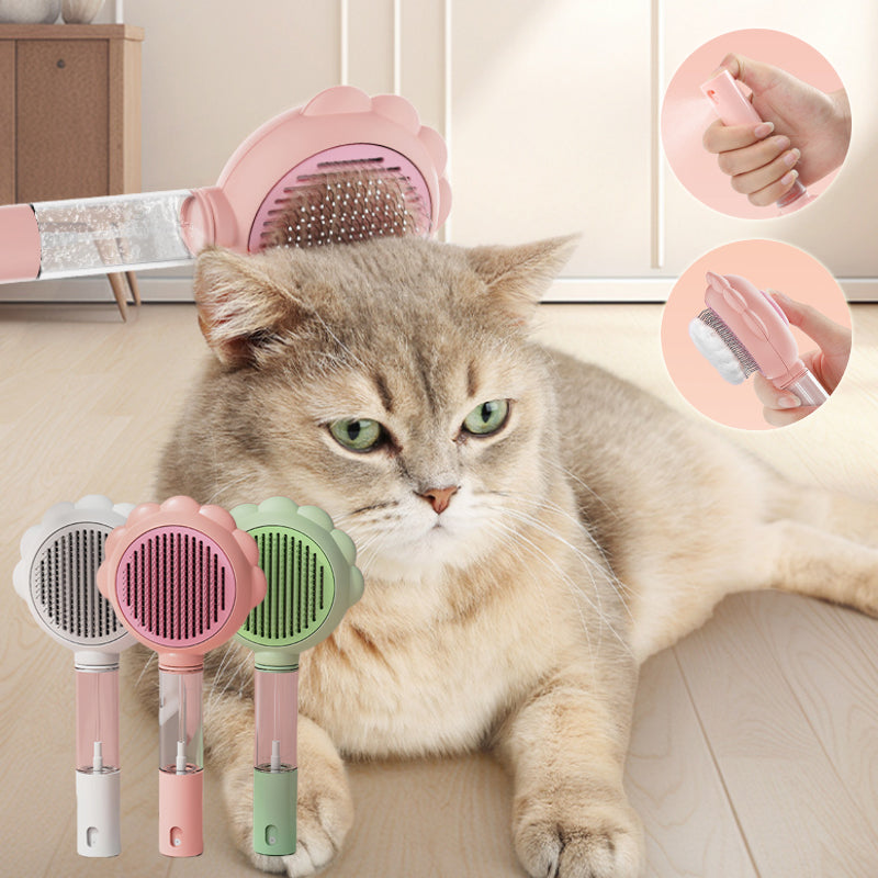2-in-1 Self-Cleaning Spray Dog Brush - Pet Hair Remover Comb