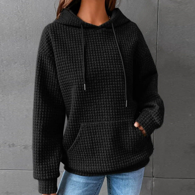 Fashion Waffle Hoodie Sweater Women's Sports Sweatshirt Casual Long