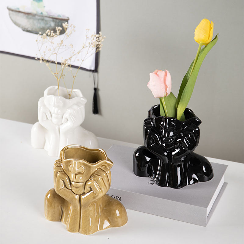 Home Decor Ceramic Flower Vase - Modern Sculpture Vase