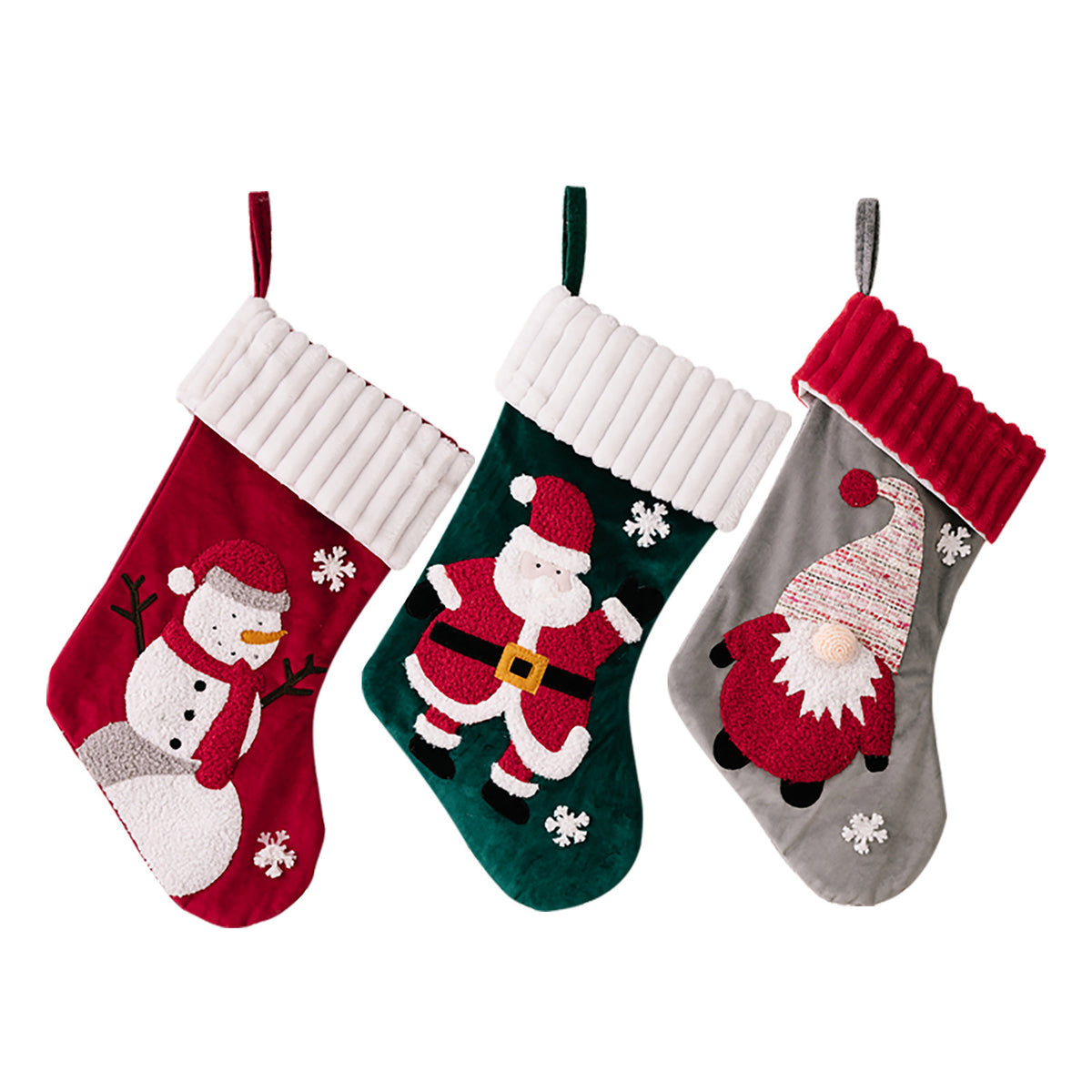 Christmas Decorations Gold Velvet Patch Stockings | Xmas Holiday Decor
