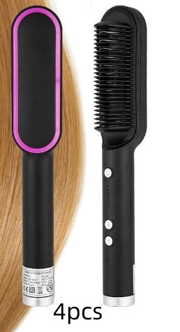 New 2-in-1 Hair Straightener Hot Comb Negative Ion Curling Tong