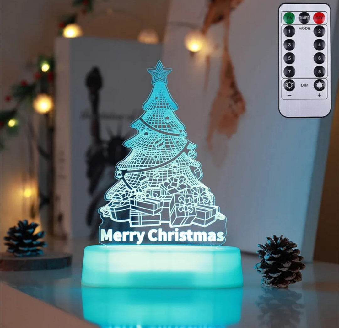 Christmas 3D Acrylic LED Night Light Lamp | Xmas Holiday Decor