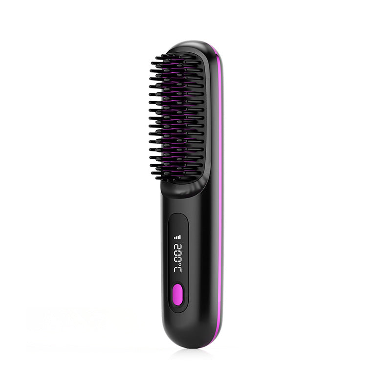 2-in-1 Straight Hair Comb Wireless Straightener Brush Fast Heating
