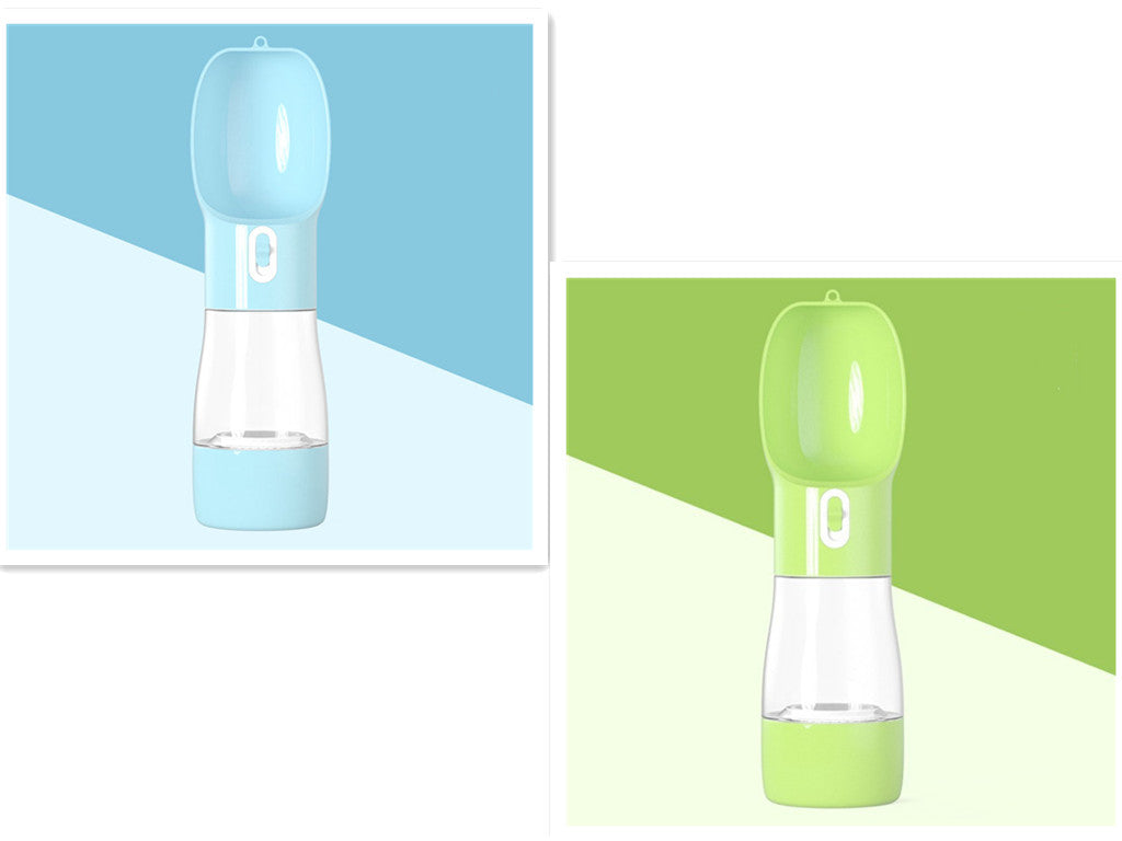 2-in-1 Portable Dog Water Bottle & Food Container - Travel Pet Feeder with Strap
