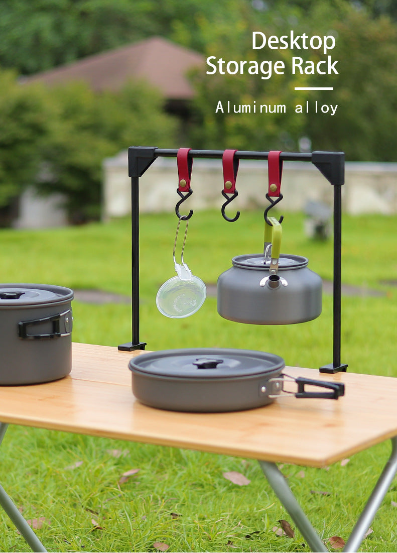 Adjustable Camping Table Rack with Clamp Base - Outdoor Desk Organizer