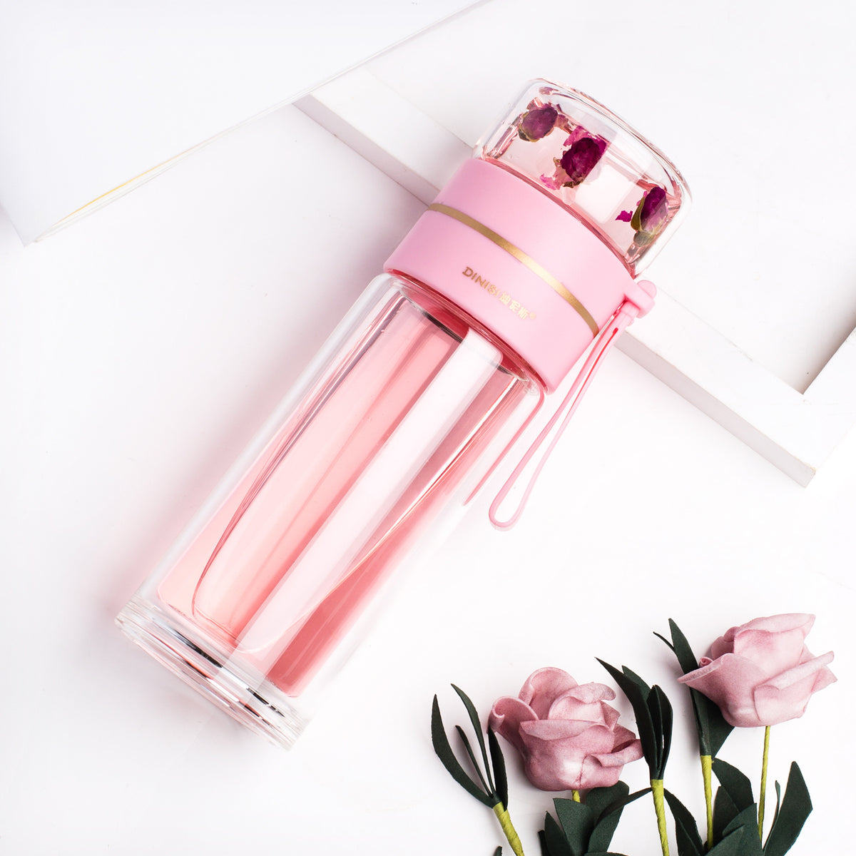 Double-Wall Glass Tea Infuser Bottle - 400-450 ml