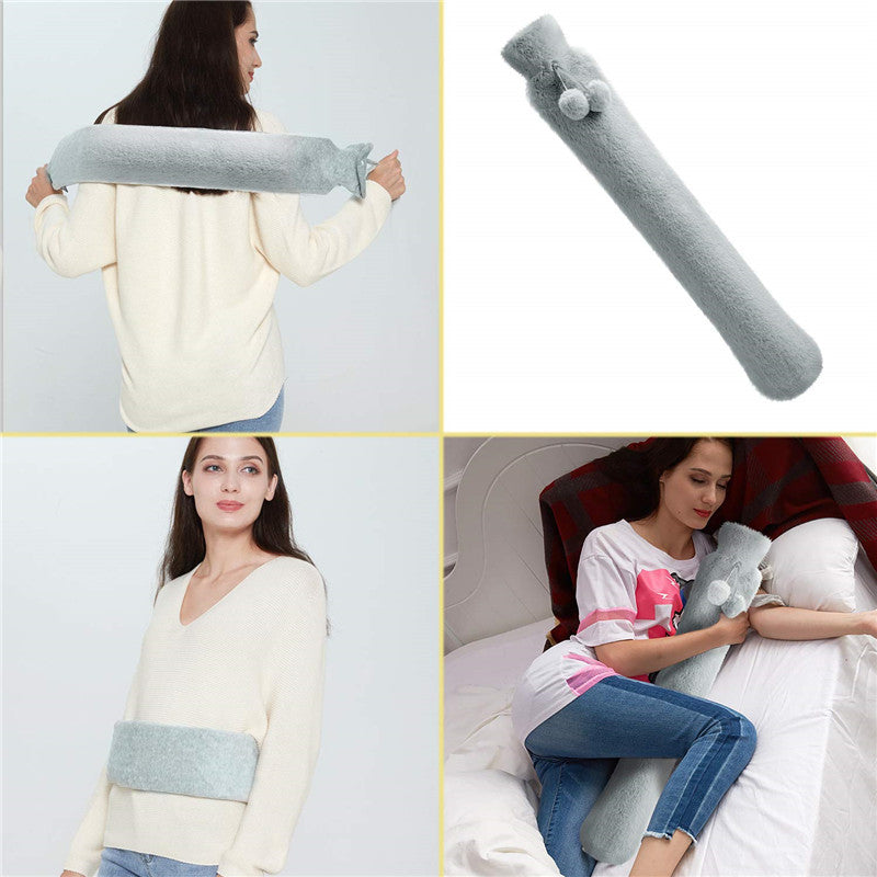 2L Cute Hot Water Bottle with Cover - Portable Belly & Hand Warmer