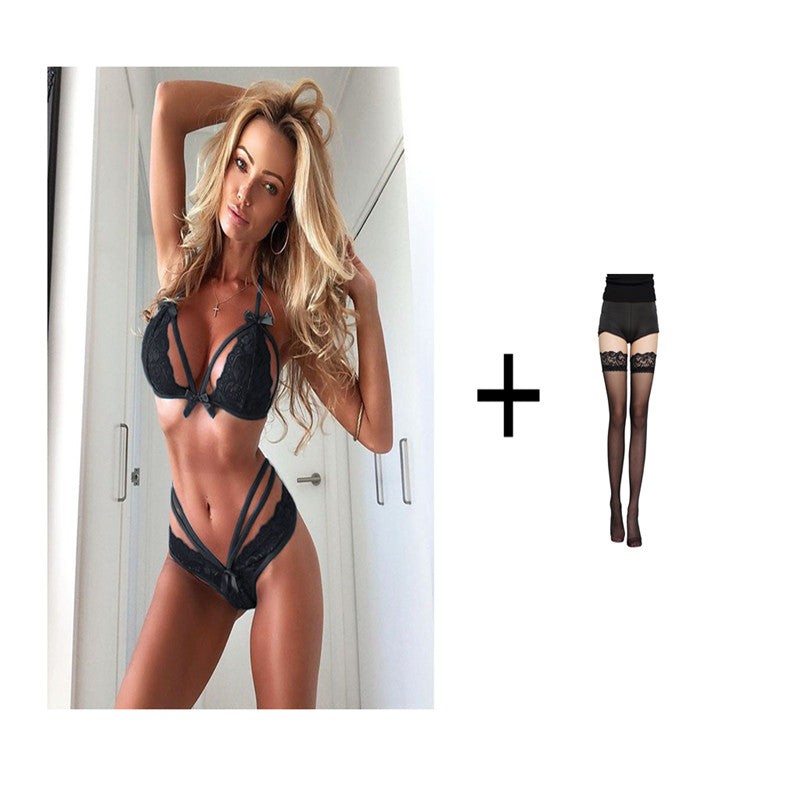 Women’s Bowknot Lace Sexy Lingerie Set