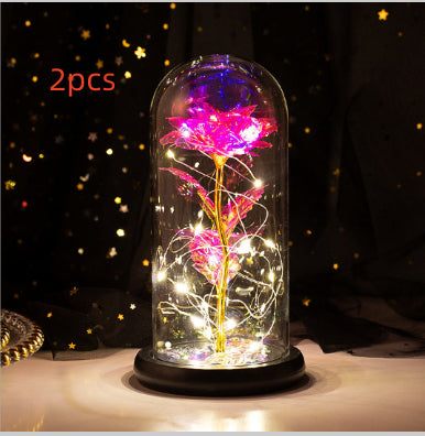 Little Prince Rose in Glass Dome - Eternal Flower LED Gift