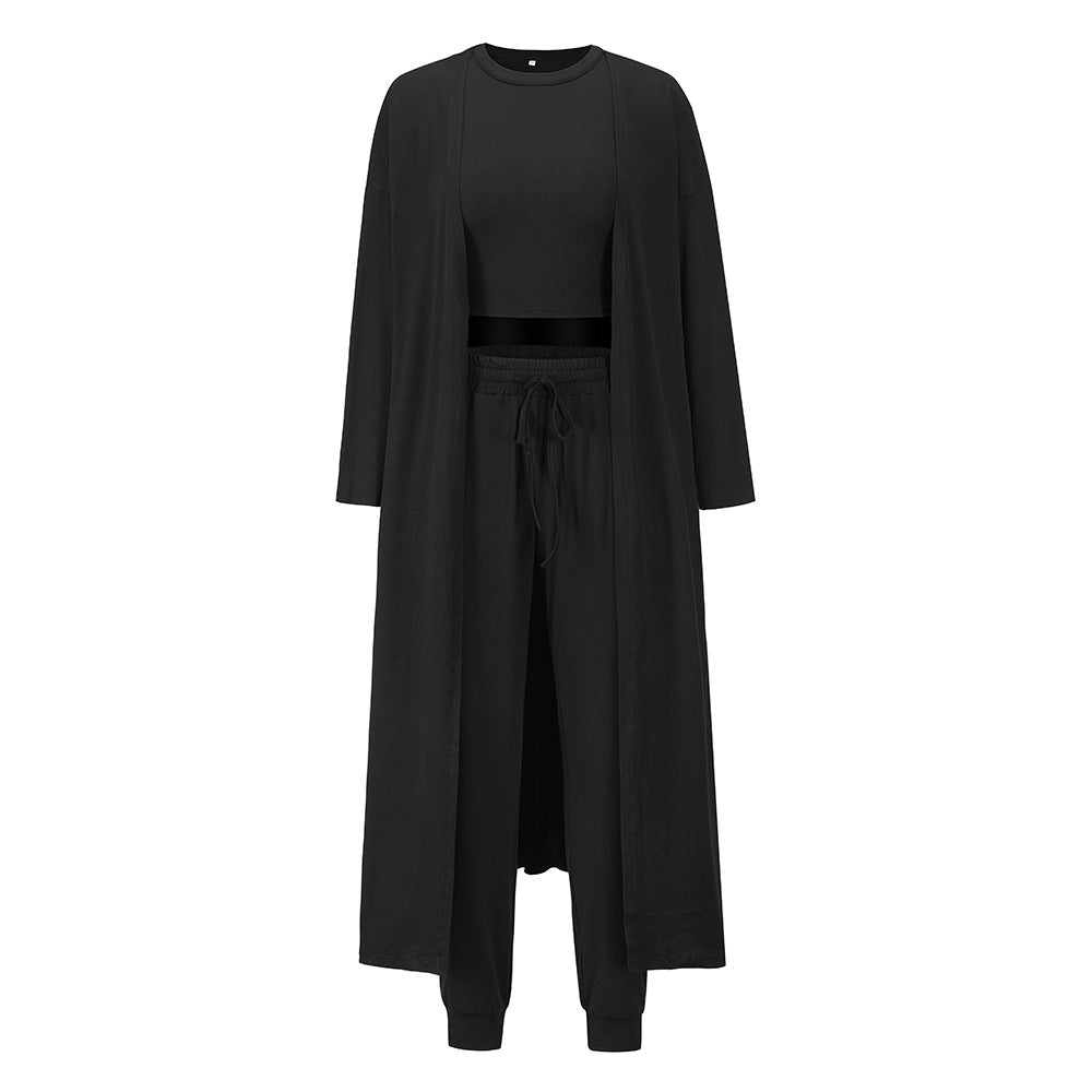 Women's Knitted Slim-Fit Temperament Vest and Trousers Sports Suit