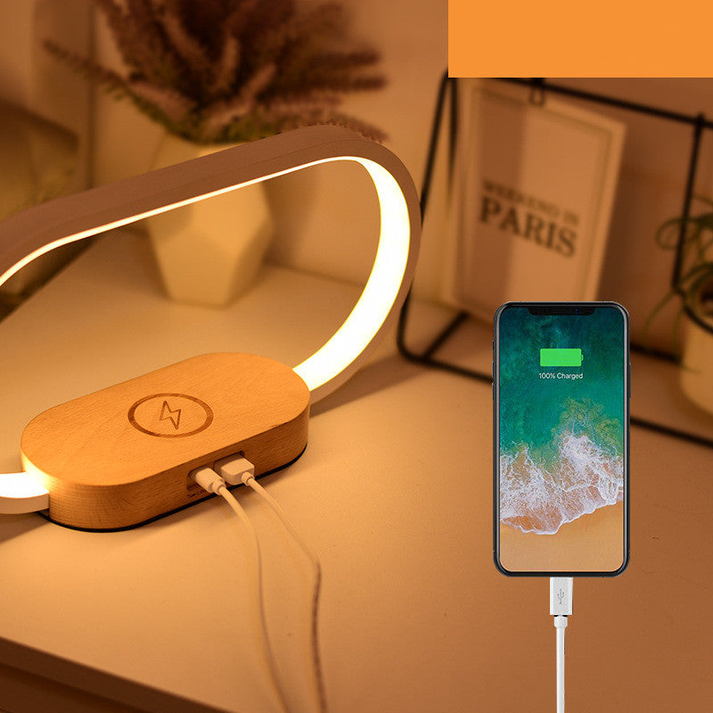 Wooden Bedside Table Lamp with Clock - Digital Alarm Night Light