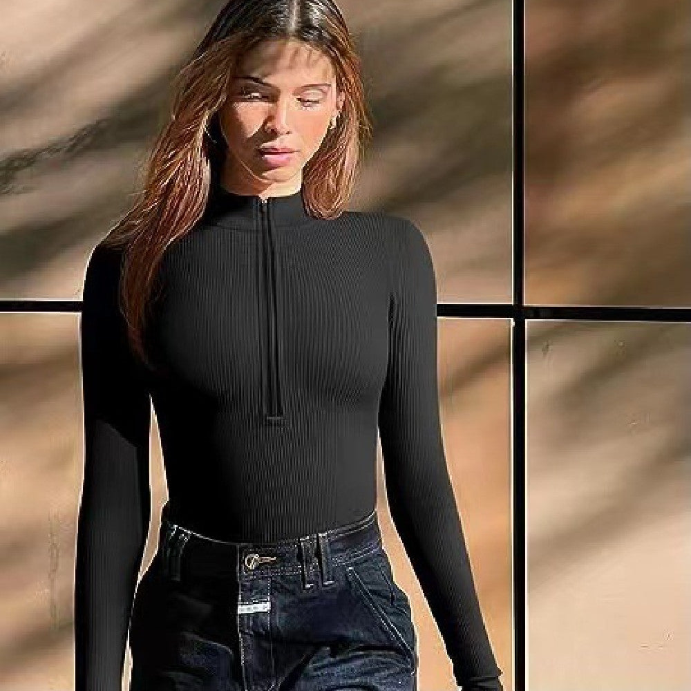 Fashion Long Sleeve Zipper Jumpsuit Seamless Slimming Shapewear