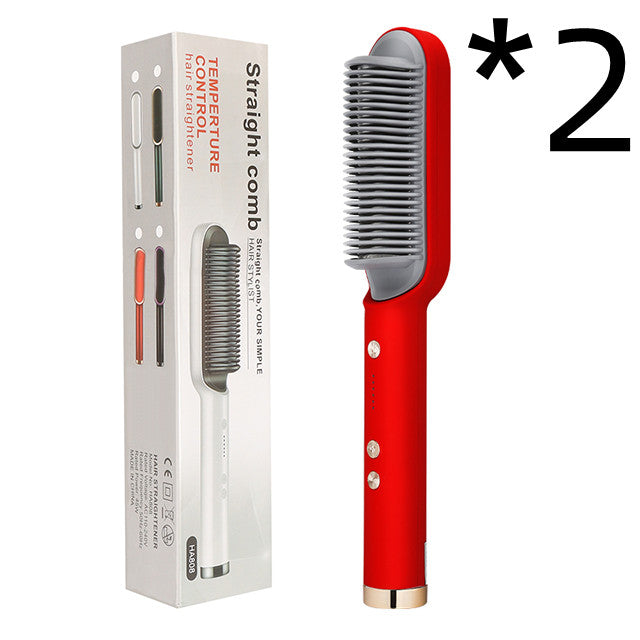 New 2-in-1 Hair Straightener Hot Comb Negative Ion Curling Tong