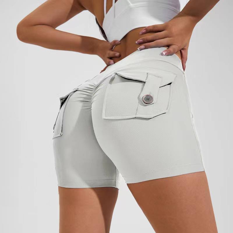 High Waist Hip Lifting Shorts with Pockets Quick Dry Yoga Fitness
